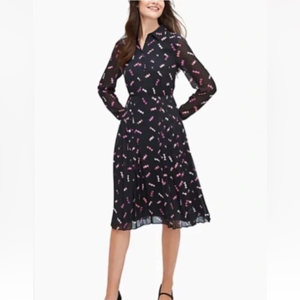 Kate Spade Sweets Candy Print Chiffon Shirt Dress SZ 6 Black Pink Purple Formal
